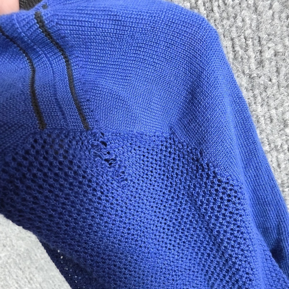 Rag & Bone Sweater Womens S Cobalt Blue Black Sheer Mesh Knit pullover Top Shirt - Picture 10 of 10
